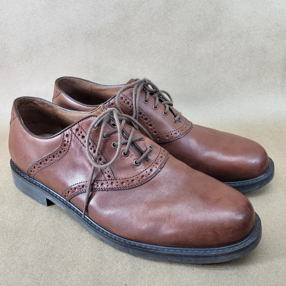 Johnston & Murphy Dress Shoes Mens 11.5 M Oxford Brogue Brown Leather 20-1258